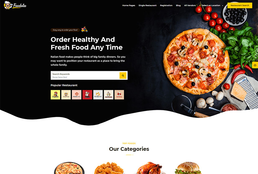 Foodota - Tema WordPress Pengiriman Makanan Online