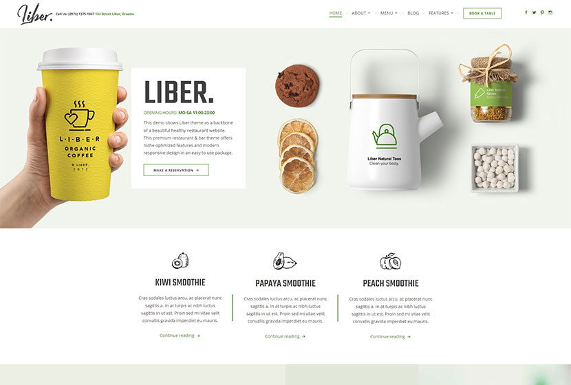 Liber - Ultimate Restaurant & Bar WordPress 테마