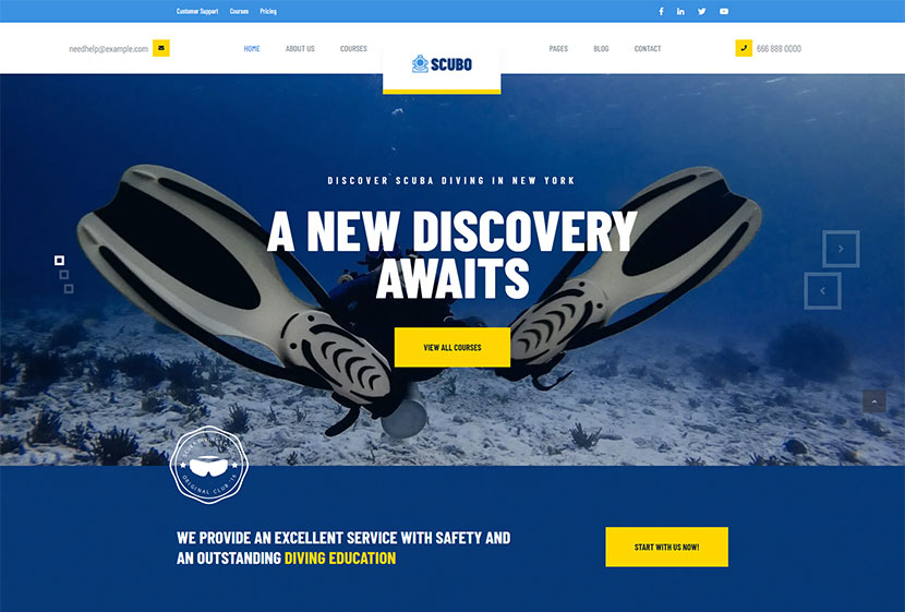 Scubo - Tema WordPress pentru Centrul de Scuba Diving + RTL