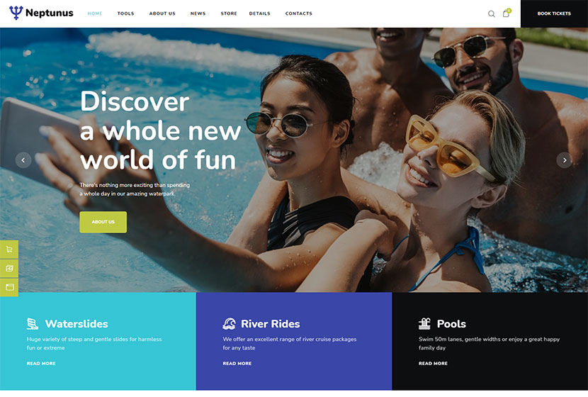 Neptunus - Tema WordPress per parchi divertimenti e acquatici