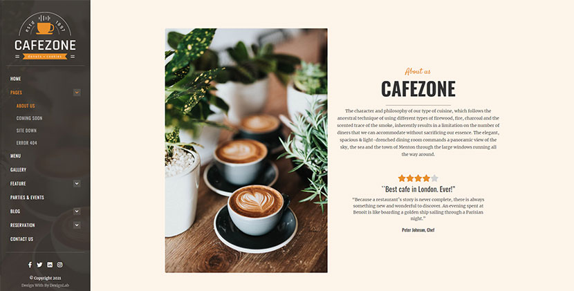 CafeZone Coffee Restaurant WordPress-Theme