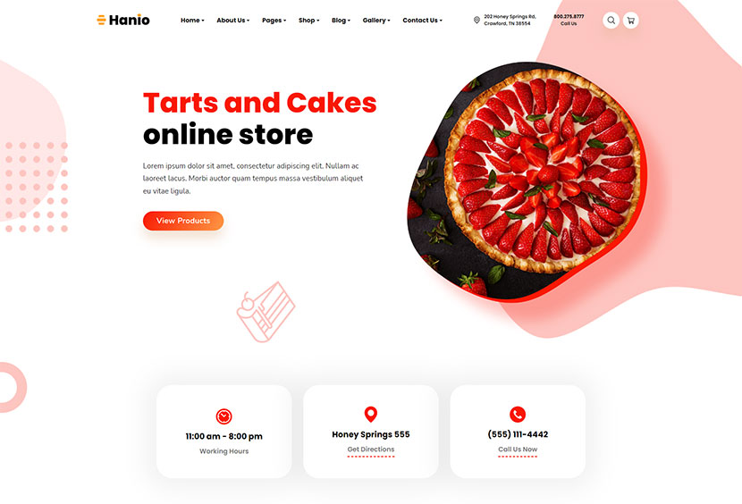 Hanio - ร้านขนมและขนมอบ WordPress Theme