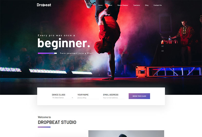 Dropbeat - Tema WordPress pentru Creative Dance Studio