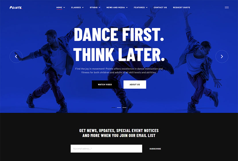 Pointe - WordPress para estudio de baile