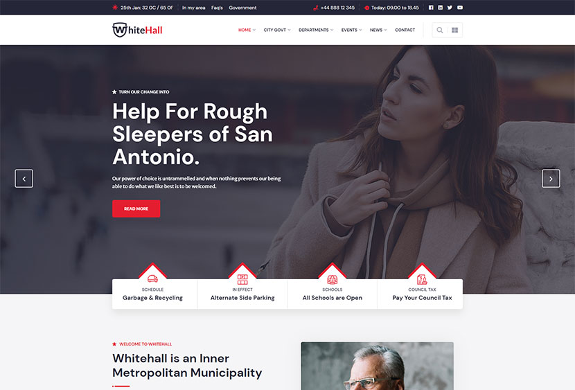 White Hall - Tema WordPress Municipal y Gubernamental