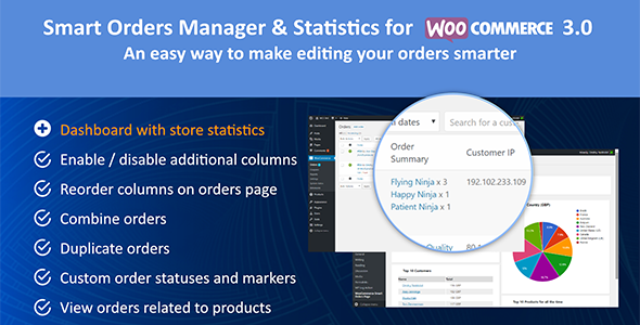 ผู้จัดการคำสั่งซื้ออัจฉริยะและสถิติสำหรับ Woocommerce 3.0