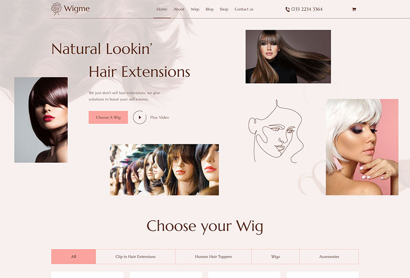 Wigme - Cabeleireiro, Tema WordPress de loja de beleza